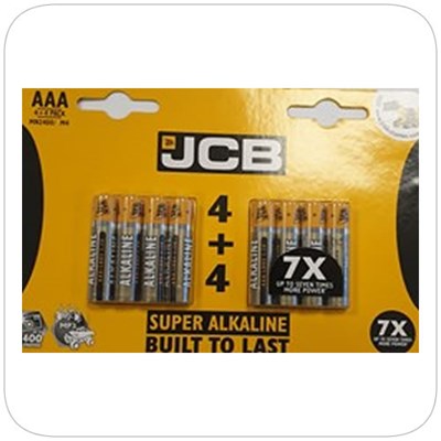 Z - JCB AAA 4+4 PACK BATTERIES (Box of 12) - BAT12