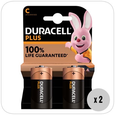 Duracell Plus Power C Pack of 2 - Plus Power C 2-Pk