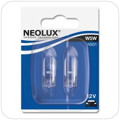Neolux 12V 5W 501 Bulbs Capless Blister Pack (Pack of 10) - Bulbs Capless Blister 12V 5W 501 Pack of 2