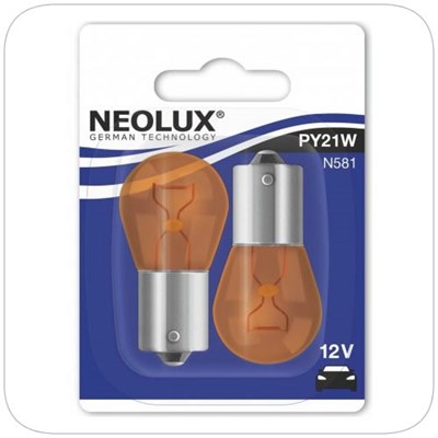 Neolux 12V 21W Flasher Bulbs AMBER (Pack of 10) - Flasher Bulbs AMBER Indicator Bulbs BLISTER 12V 21W BAU15S Pack of 2