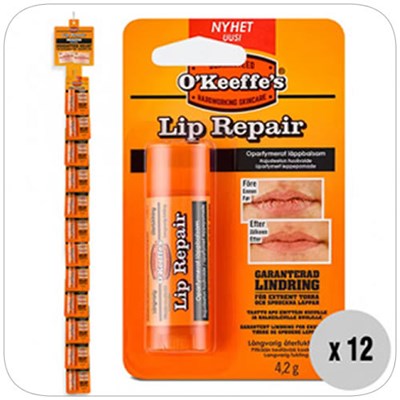 OKeeffe Lip Repair 4.2g Stick Unscented Clip Strip (Box of 12) - Lip Repair 4.2g Stick Unscented Clip Strip