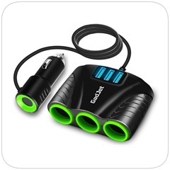 Gadjet Charger 3 Way Cigarette Lighter Sockets + 2 Usb Ports (Box of 10)